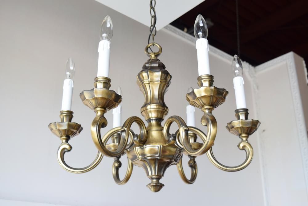 フランス製ヴィンテージシャンデリア｜1950年代真鍮製6灯式