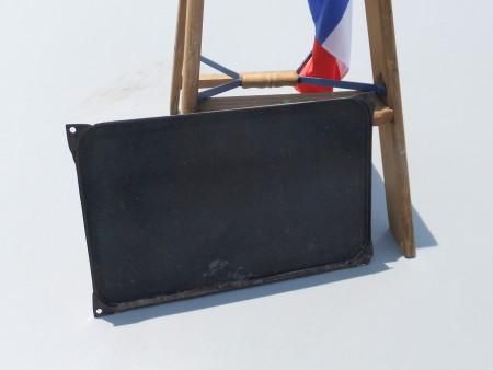 フランスヴィンテージ□水色のストリートプレート 看板 berc サイン