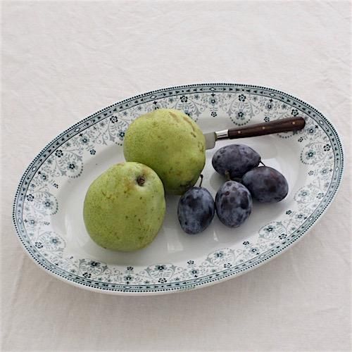 小花レース柄マルソーのオーバルプレート/St Amand - アンティーク