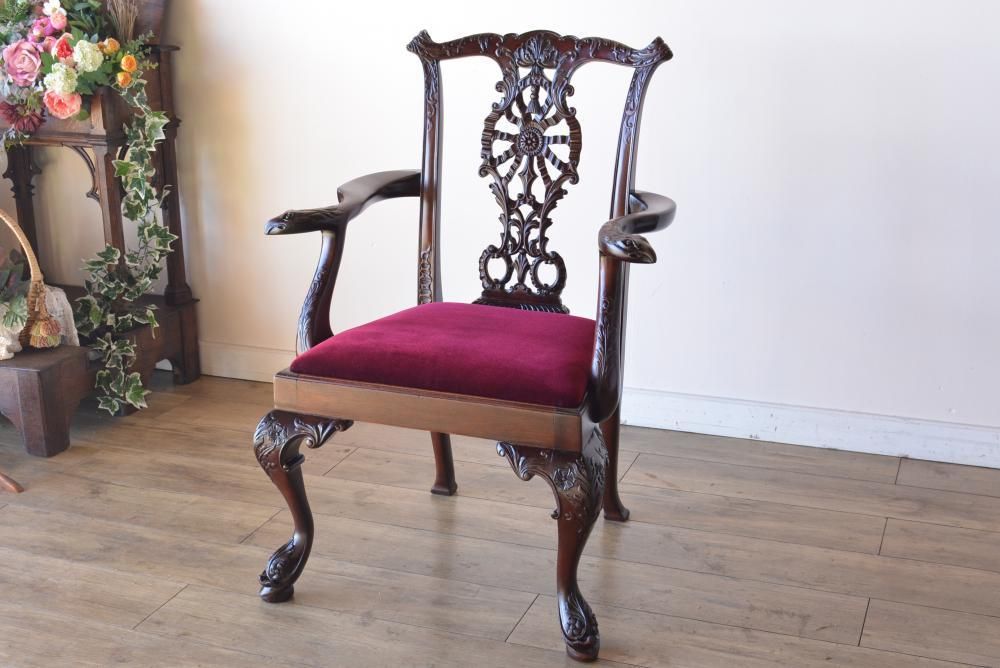 c250-8 チッペンデールアームチェア - ANTIQUE LEAVES c250-8 チッペンデールアームチェア - ANTIQUE LEAVES