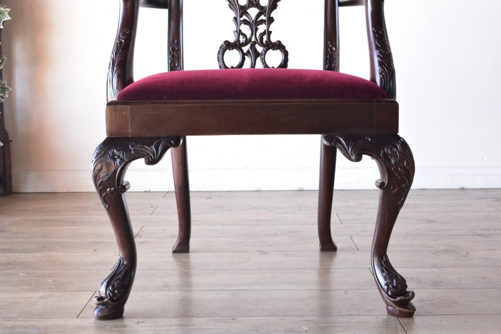 アンティーク チッペンデール アームチェア マホガニ