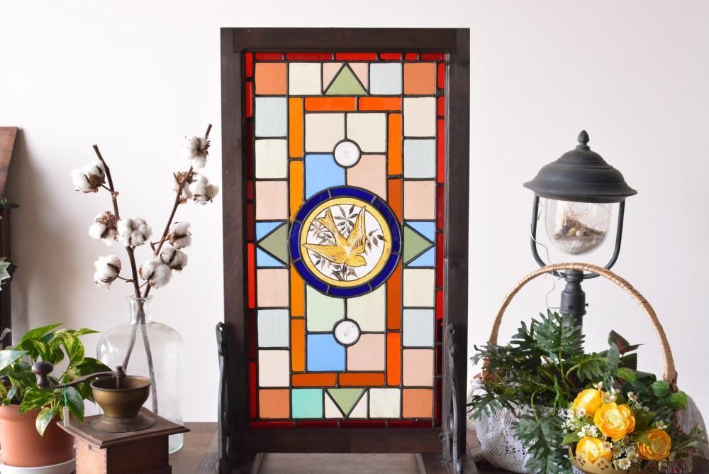 アンティーク　イギリス製ステンドグラス アンティーク 絵付けステンドグラス 1880年頃 イギリス製