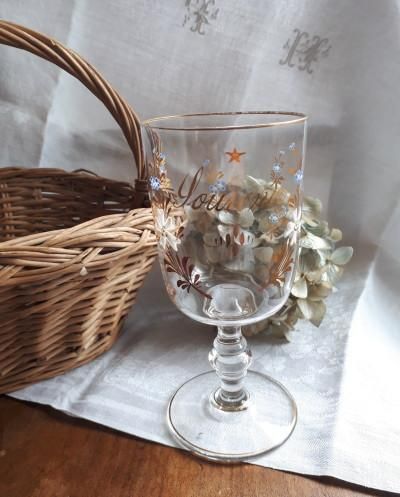 19世紀フランス　エナメル彩グラス　ケース付　東Y6-0418☆1Fトヒオウ 19世紀フランス エナメル彩グラス ケース付 東Y6-0418☆1Fトヒオウ