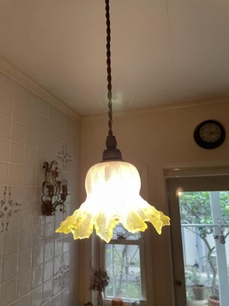 ヴァセリンガラス ペンダントランプ アンティークヴィクトリアン