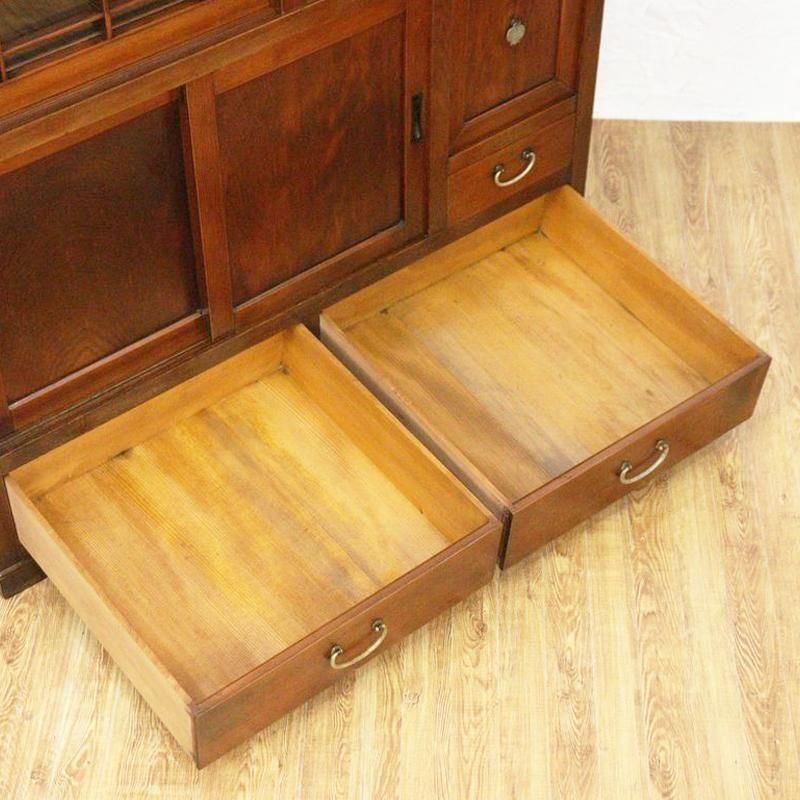 町屋家具アンティーク食器棚、和モダンキャビネットおしゃれ大正