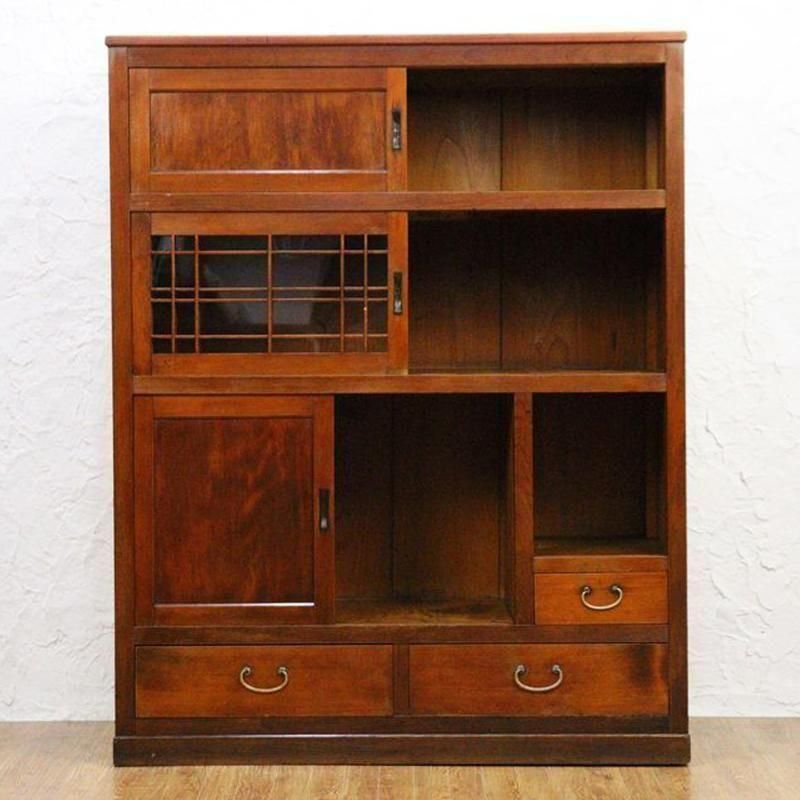 町屋家具アンティーク食器棚、和モダンキャビネットおしゃれ大正