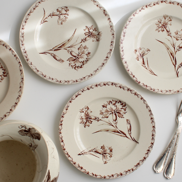 Panierパニエ皿/Creil et Montereau - ANTIQUE LEAVES Panierパニエ皿/Creil et Montereau - ANTIQUE LEAVES