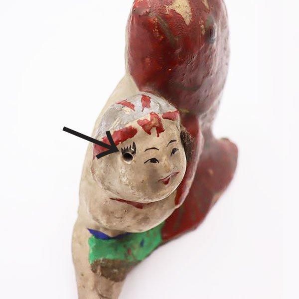 鯛抱き童子 土人形 郷土玩具 古い土人形 人形、キャラクタードール