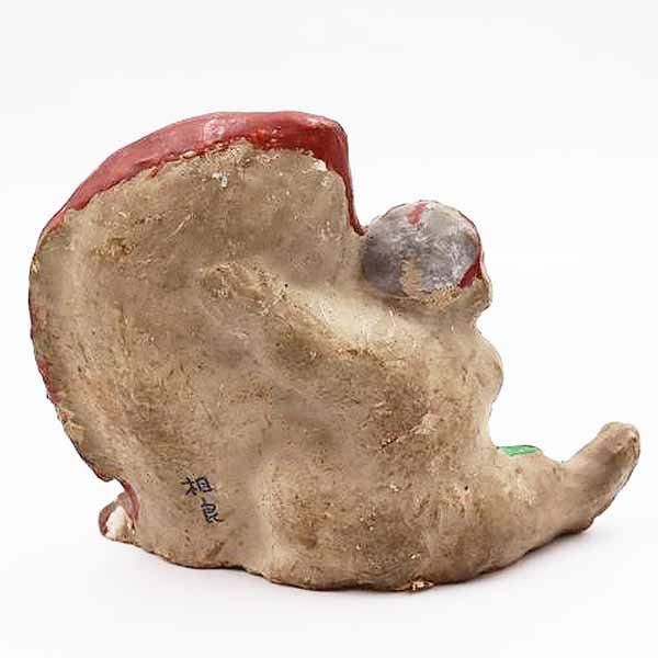 アンティーク土人形 縁起物鯛持ち童子 大正から昭和初期