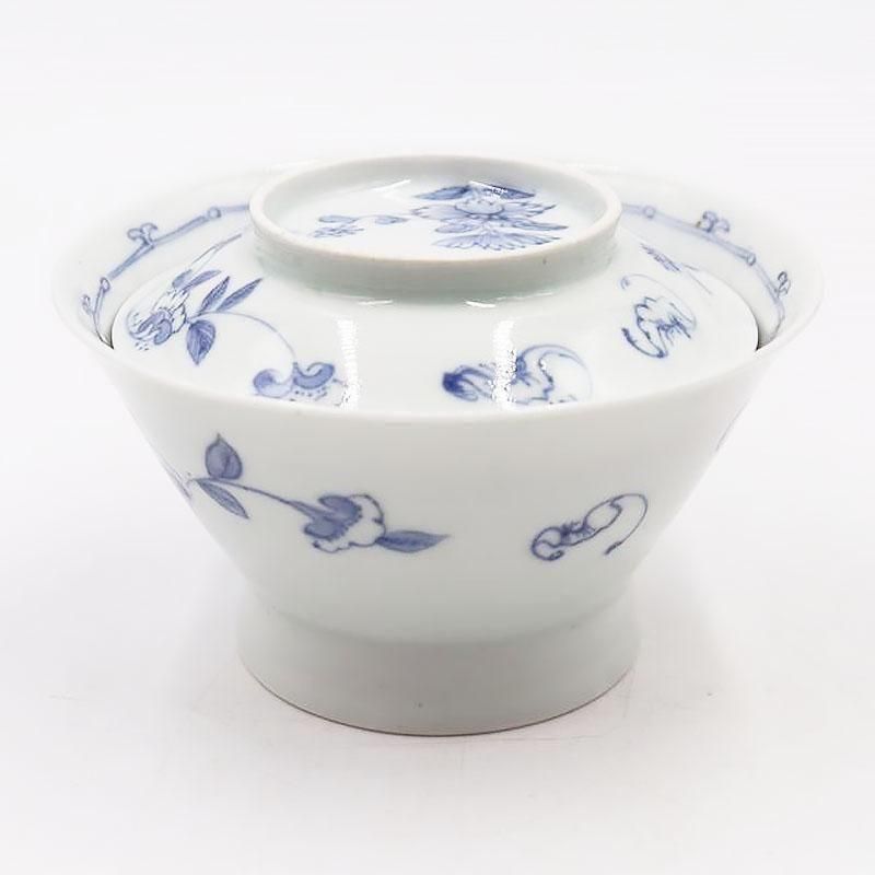 骨董　アンティーク　染付　明染付　芭蕉文様　巻貝文様　茶碗　抹茶碗 3796a6ccc7c45a7fc02992fe3de103
