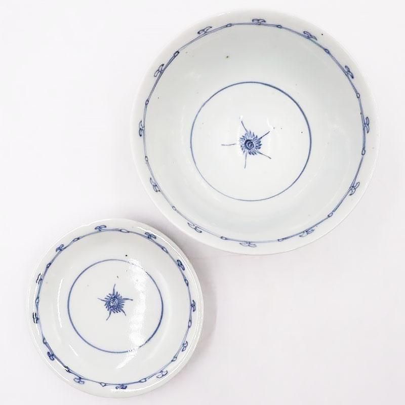 上品な手描き染付ブルーの蓋碗 アンティーク和食器 おもてなしに華を添える