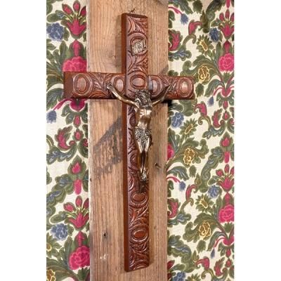 ベルギー 木製十字架 オブジェ /708 - ANTIQUE LEAVES