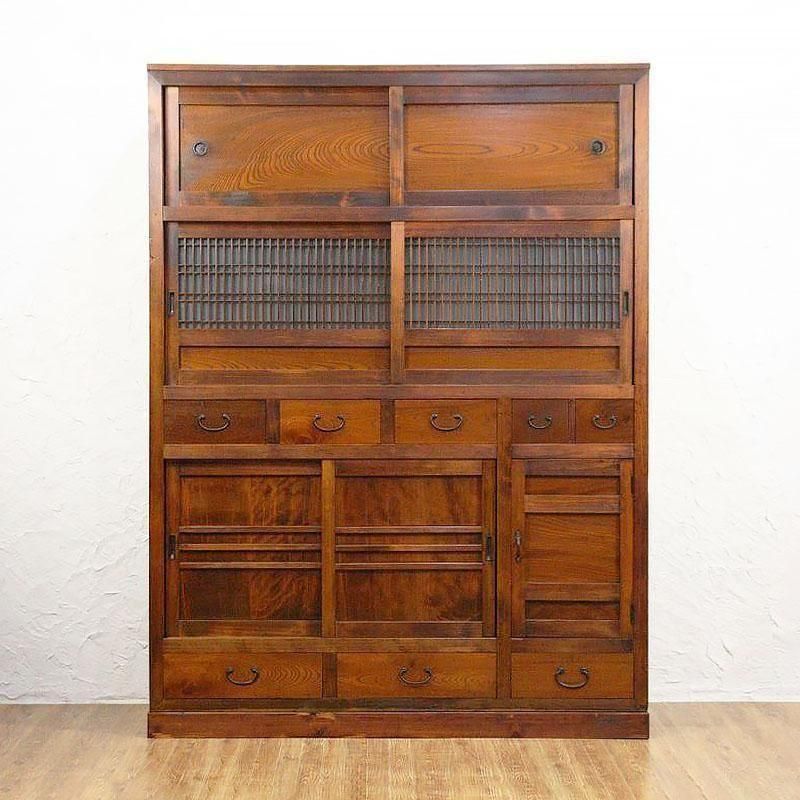 【最終値下げ】茶箪笥　アンティーク　骨董　インテリア　和風 大正時代のアンティーク和風キャビネットケヤキ材製