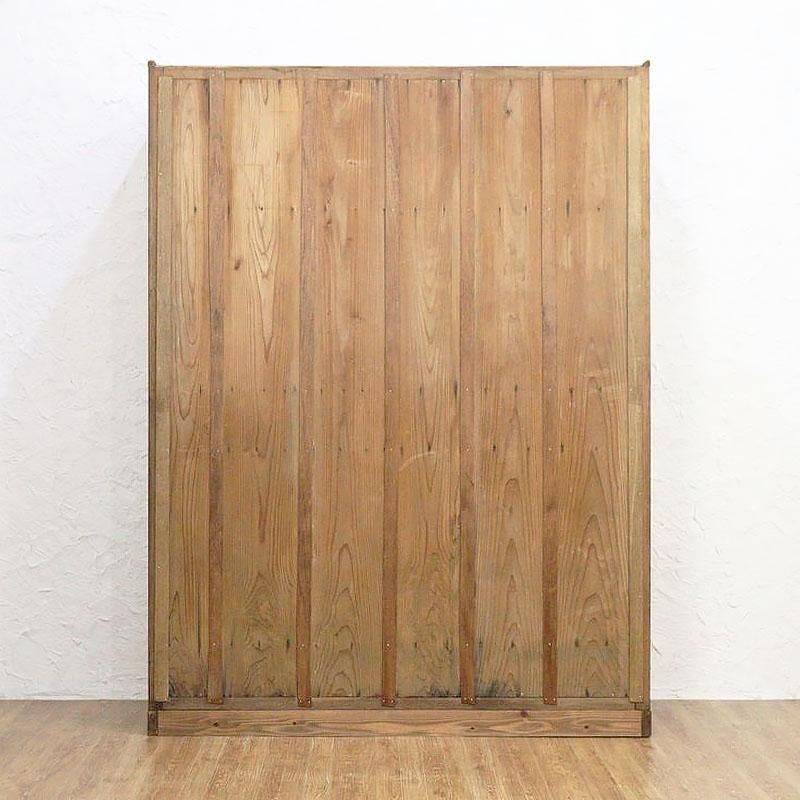 希少サイズ四尺格子ダイヤガラス入り水屋箪笥 和モダン町屋家具