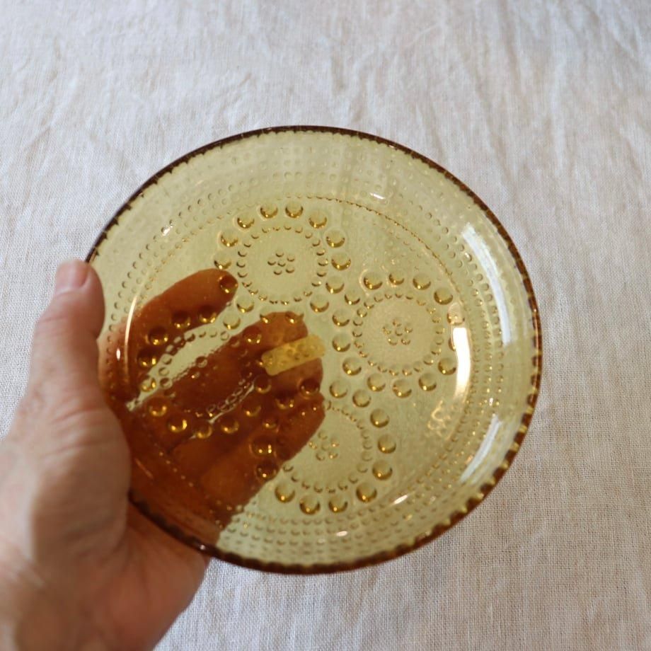 Riihimaen Lasi grapponia dessert plate amber