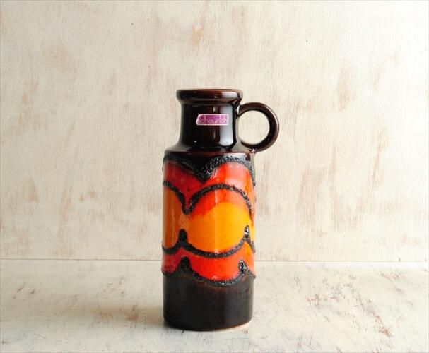 西ドイツ製 ヴィンテージ Scheurich窯 陶器の花瓶 Fat lava 花器