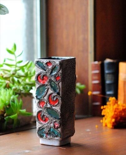 東ドイツ製 ヴィンテージ Strehla 陶器の花瓶 Fat lava 花器 東ドイツ製 ヴィンテージ Strehla 陶器の花瓶 Fat lava 花器