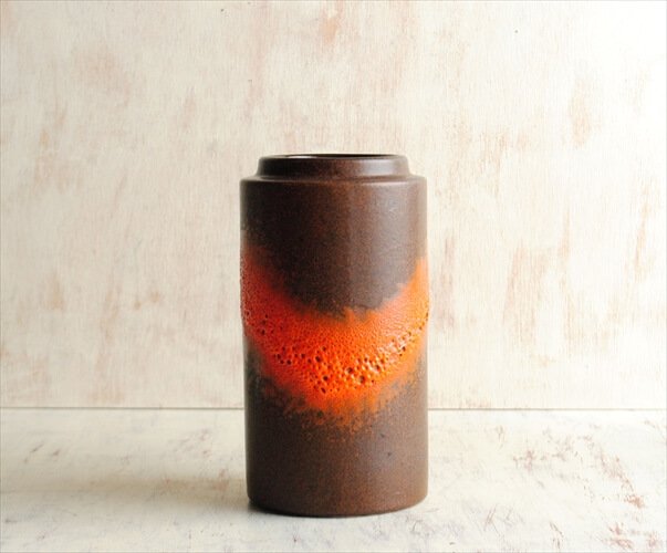 西ドイツ製 ヴィンテージ Scheurich窯 陶器の花瓶 Fat lava 花器 一輪挿し ミッドセンチュリー期 フラワーベース アンティーク_220722の画像
