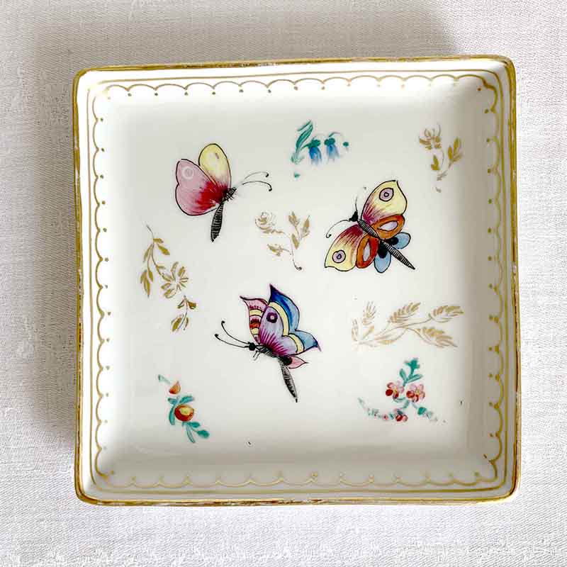小皿　 四角いトレー　蝶々とお花　リモージュ　Limogesの画像