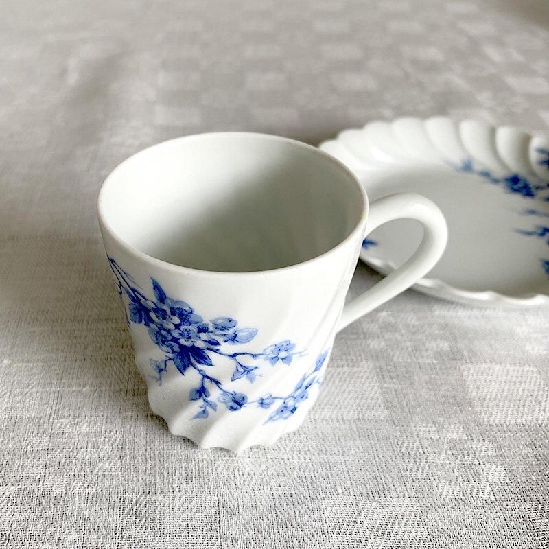 リモージュ カップ&ソーサー デミタスコーヒーカップ 青花柄 未 リモージュ カップ&ソーサー デミタスコーヒーカップ 青花柄 未