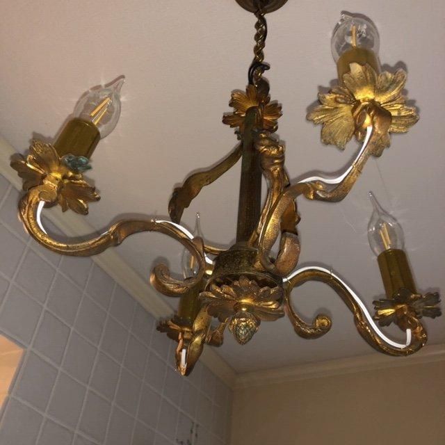 フランスアンティーク シャンデリア 4灯 真鍮製