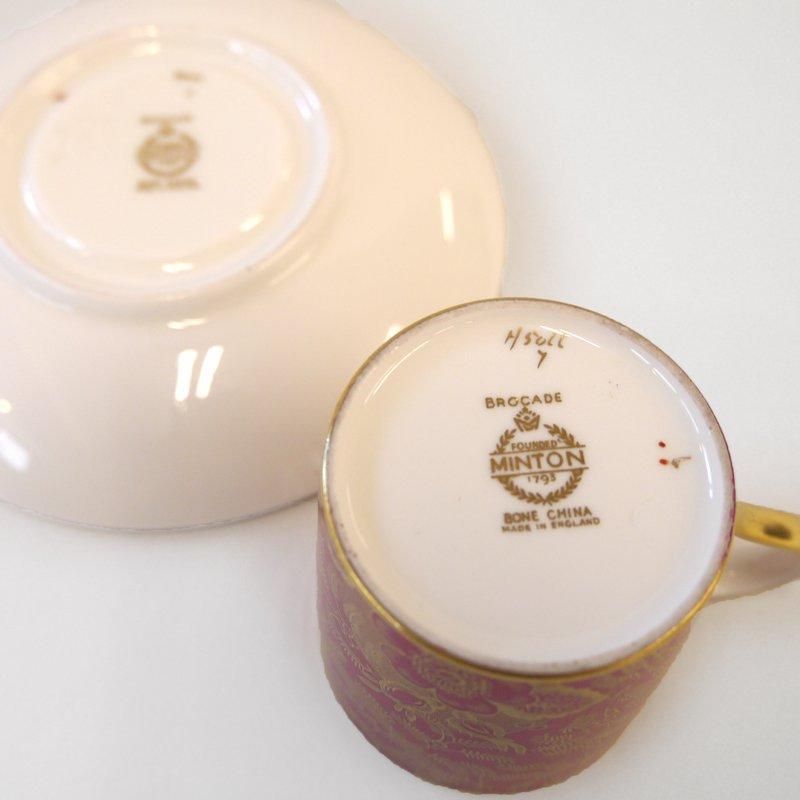 アンティークミントン 金彩 MINTON ミントン 金彩薔薇花綱文 カップ＆ソーサー アンティーク