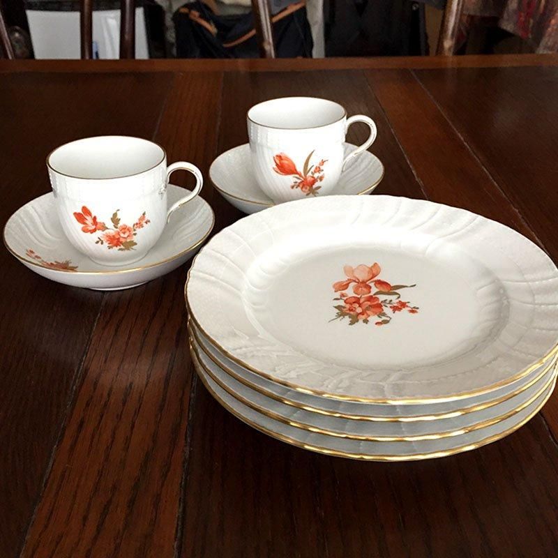 KPM野花描き新品ケーキプレート4種類