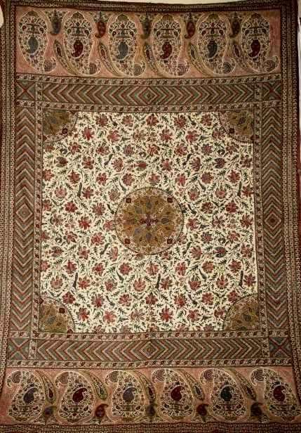 ペルシャ更紗　袋帯　未使用品 ペルシャサラサ更紗--ブルー色50×50--【ペルシャ絨毯.com】