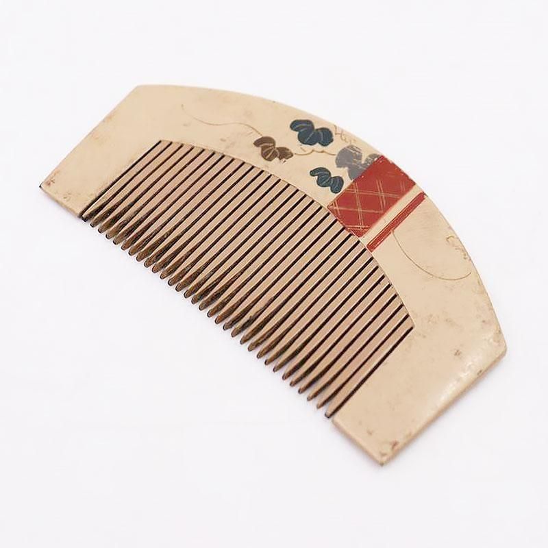 日本製漆塗り蒔絵螺鈿細工入りくし骨董品