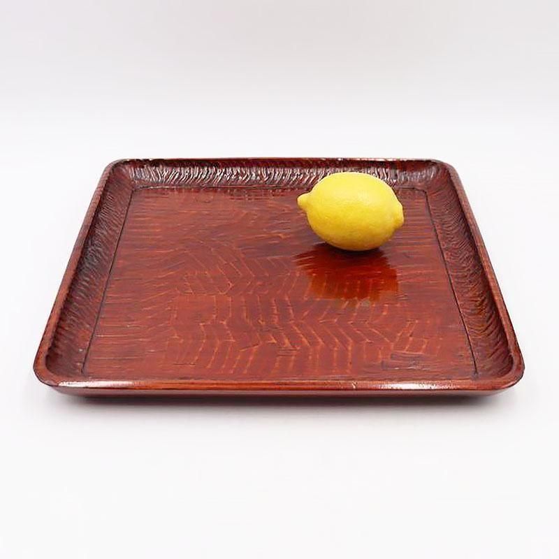 アンティーク品(明治)1段 若狭塗り お重 蓋付き 漆塗り脚付膳 朱塗り 金銀蒔絵 和モダン トレー 一人膳 飾り台