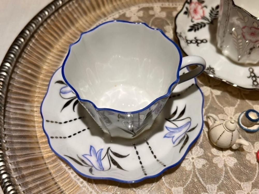 ウェッジウッド デミタスカップ シルバーラスター 青い花柄 ウェッジウッド デミタスカップ シルバーラスター 青い花柄
