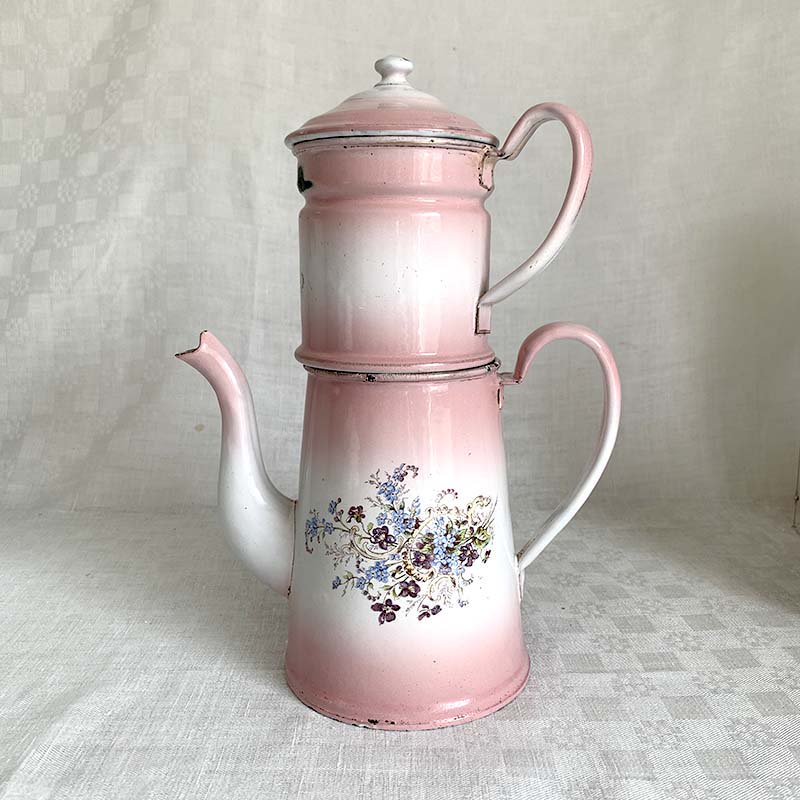 コーヒーポット ピンクに花柄のかわいいパーコレーター 葫蘆の画像