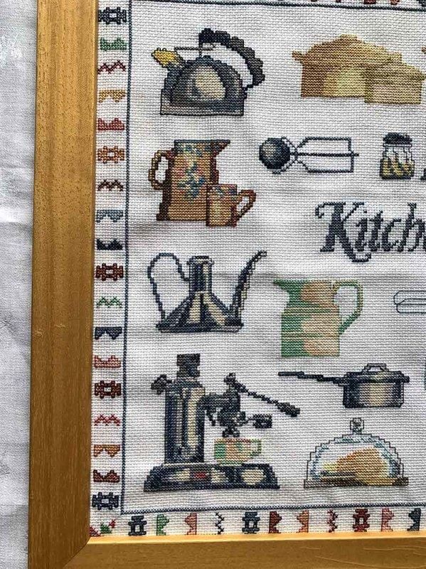クロスステッチ刺繍 キッチン雑貨 木製額入り フランス雑貨 クロスステッチ刺繍 キッチン雑貨 木製額入り フランス雑貨