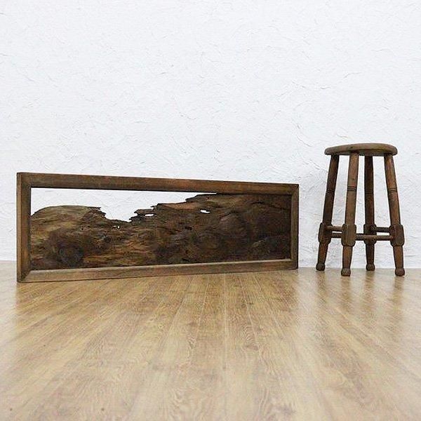 日本のアンティーク のし板 枠付き 縁 天然木 無垢材 木製 古民家 インテリア 欄間 天然木 杢目 ナチュラル 明治大正アンティーク