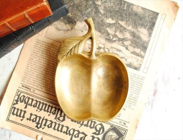 木製林檎デザイン置物トレイ