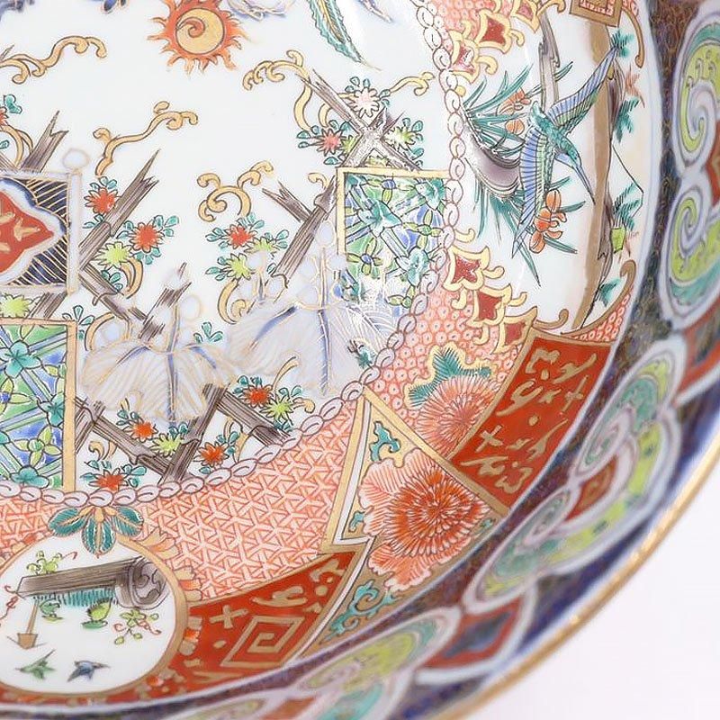 錦手 色絵 大鉢 大聖寺伊万里 盛り鉢 飾り鉢 カラフル 錦手 色絵 大鉢 大聖寺伊万里 盛り鉢 飾り鉢 カラフル