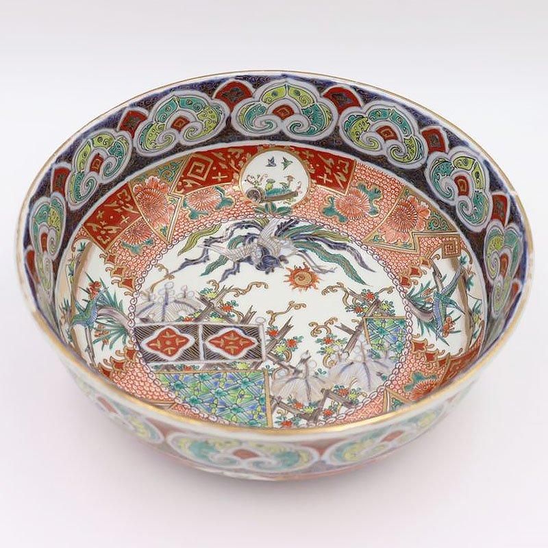 錦手 色絵 大鉢 大聖寺伊万里 盛り鉢 飾り鉢 カラフル 錦手 色絵 大鉢 大聖寺伊万里 盛り鉢 飾り鉢 カラフル