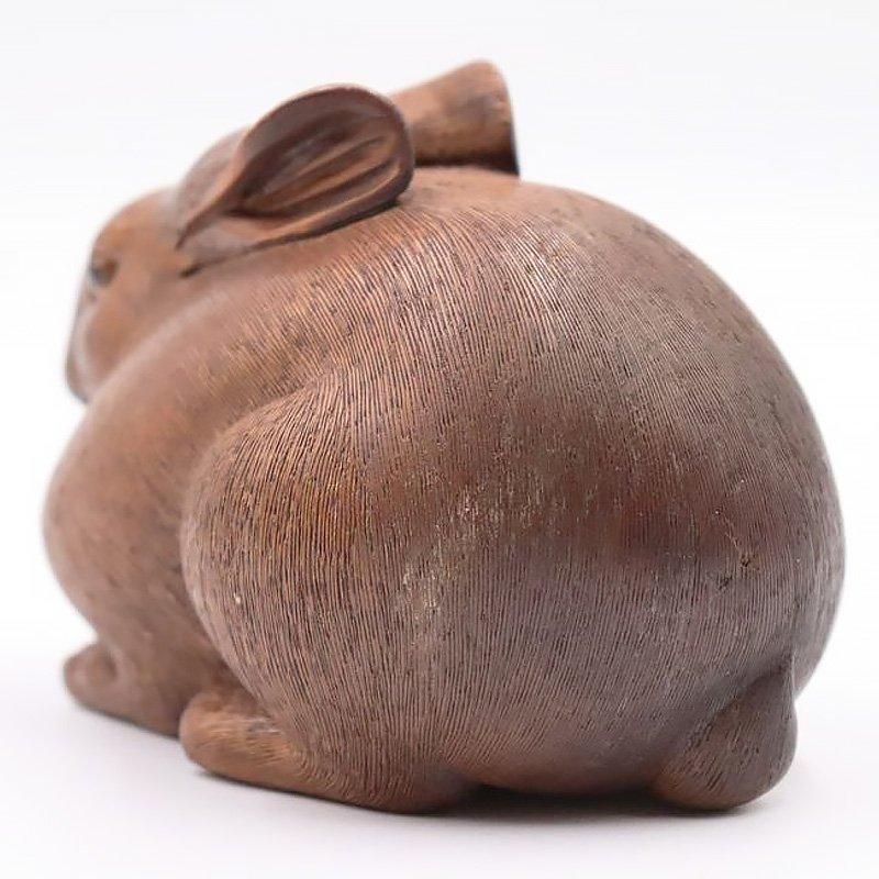 木製 ふくらうさぎ 細密 彫刻 木彫り 毛掘り 兎 卯 かわいい