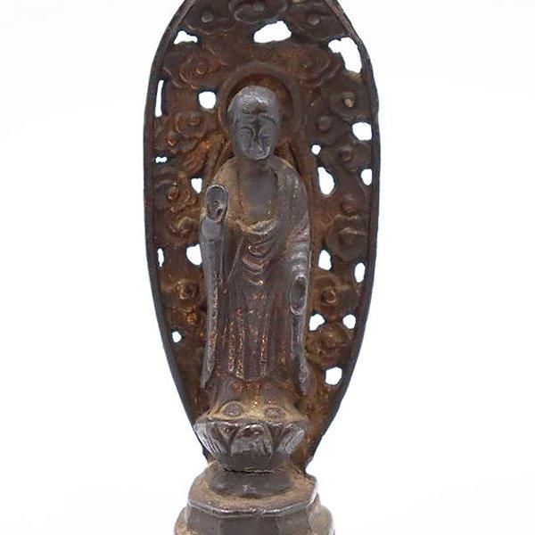 古銅 阿弥陀如来 立像 小型 江戸末期 骨董品