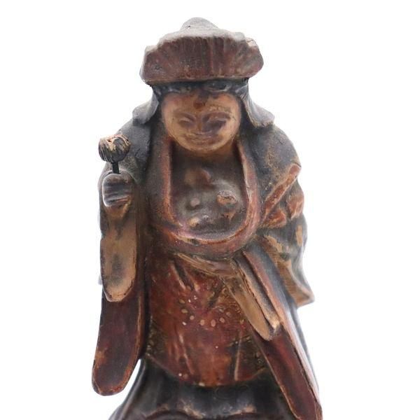 明治時代の重厚な鬼子母神木製彫像