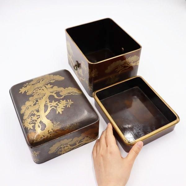 アンティーク 蒔絵手箱 橘の木 明治大正時代の小物入れ