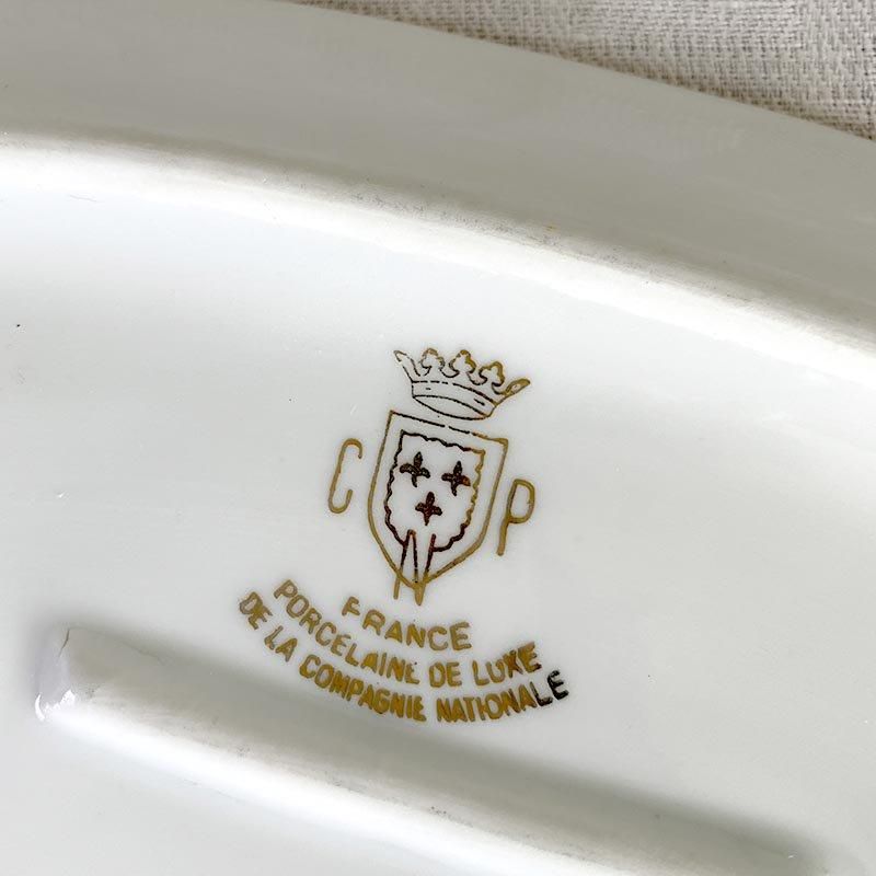 フランス製レトロバラ柄オーバルプレート