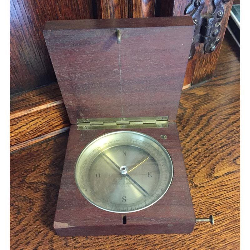 フランスヴィンテージ方位磁針シンプルな木製ケース入り