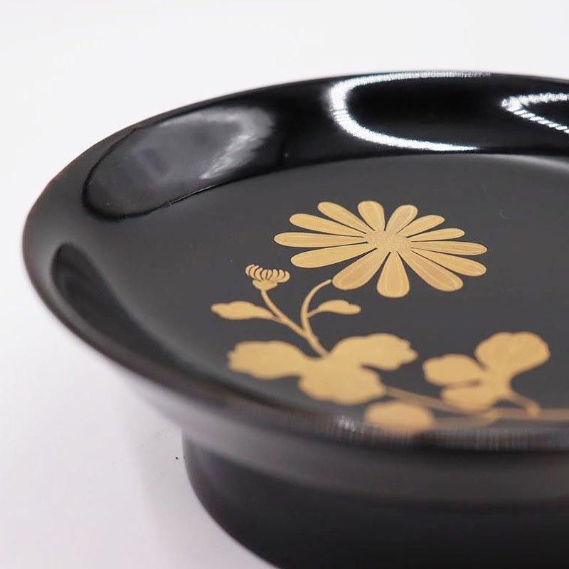 黒漆塗り 椿皿 高台付き木皿 蒔絵入り 絵替わり 図替わり 季節の 黒漆塗り 椿皿 高台付き木皿 蒔絵入り 絵替わり 図替わり 季節の