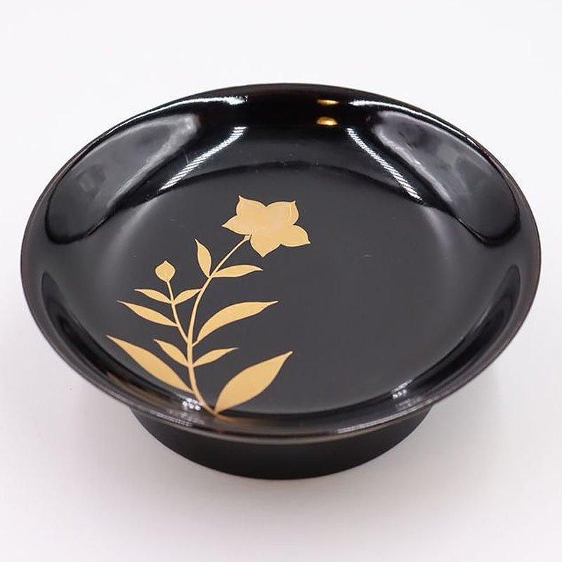 黒漆塗り 椿皿 高台付き木皿 蒔絵入り 絵替わり 図替わり 季節の 黒漆塗り 椿皿 高台付き木皿 蒔絵入り 絵替わり 図替わり 季節の