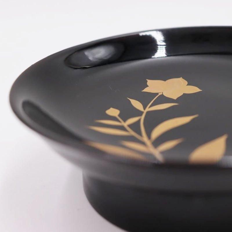 黒漆塗り 椿皿 高台付き木皿 蒔絵入り 絵替わり 図替わり 季節の 黒漆塗り 椿皿 高台付き木皿 蒔絵入り 絵替わり 図替わり 季節の
