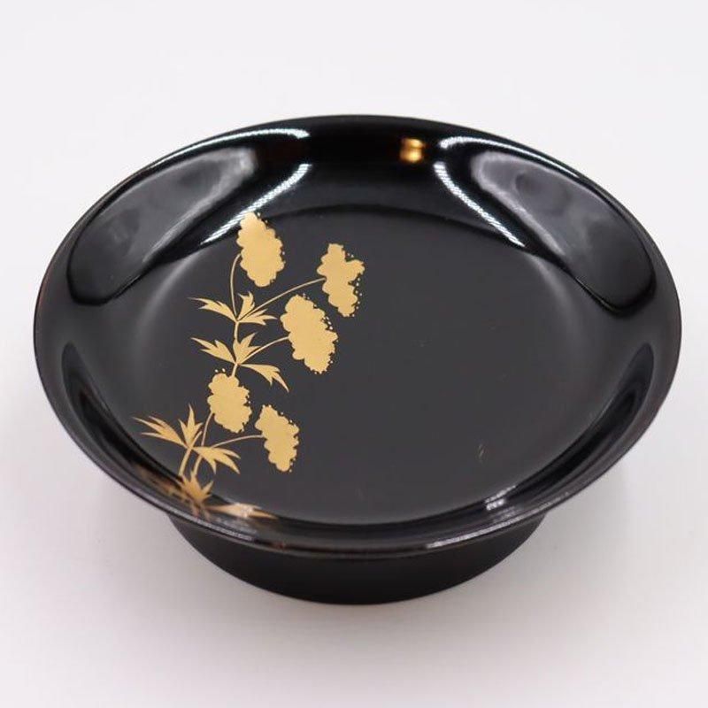黒漆塗り 椿皿 高台付き木皿 蒔絵入り 絵替わり 図替わり 季節の 黒漆塗り 椿皿 高台付き木皿 蒔絵入り 絵替わり 図替わり 季節の