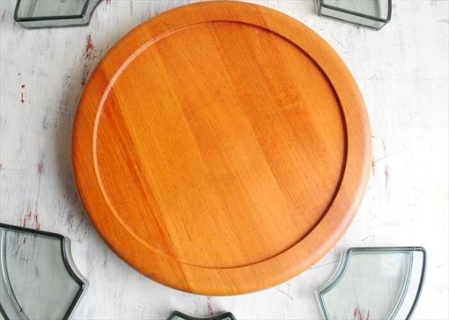 デンマーク製 DIGSMED 回転トレイ Lazy Susan チークテーブル ガラス