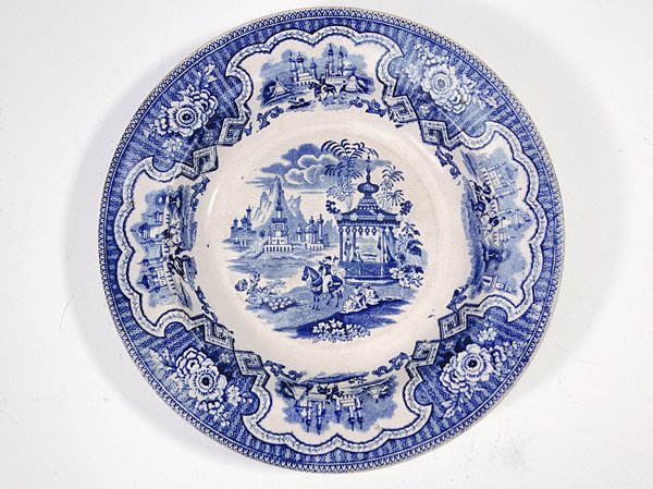 ブルーアンドホワイト 深皿 オランダ 阿蘭陀 ディナー皿 シチュー皿 アンティーク ヨーロッパ(少々シミ・スレあり)の画像