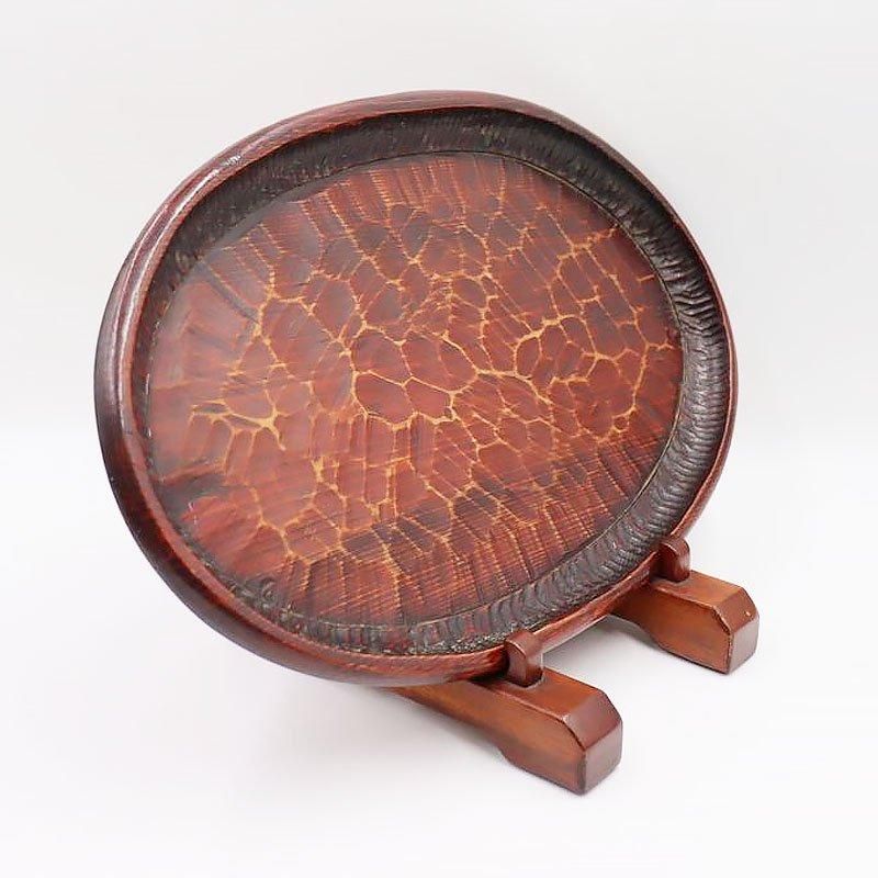 アンティーク 讃岐盆 手彫り楕円形 木製トレー 大正時代の民芸品